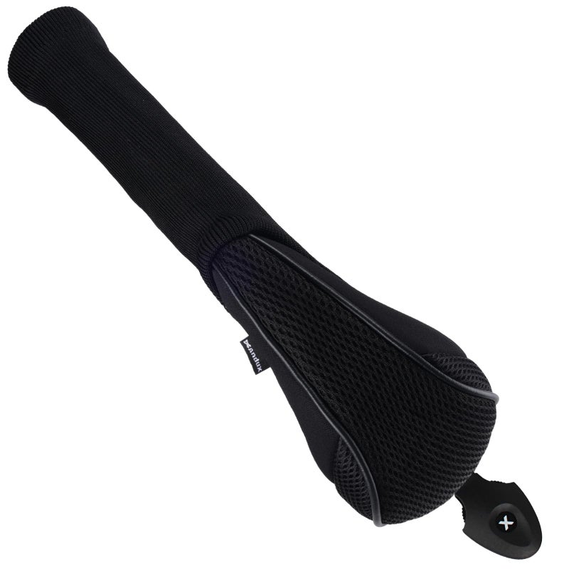 Andux 2 Pack Long Neck Golf Hybrid Club Head Covers Dial No. Tag CTMT-01 Black/Black - Image 3